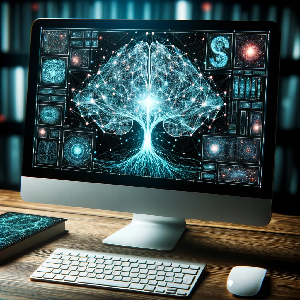 Un ordinateur affichant des graphiques de réseaux neuronaux, symbolisant le Machine Learning.